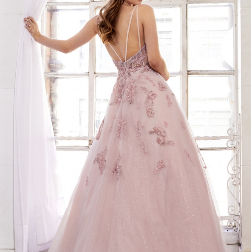 V-Neck Lace A-Line Prom Dress ALA0892 - Picture 3 of 5
